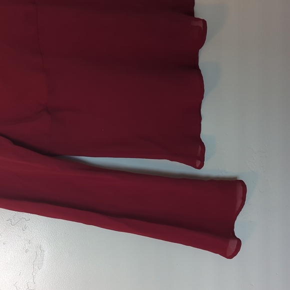 Banana Republic Factory Store Maroon Chiffon Long Sleeve Shirt‎ L - Picture 3 of 4